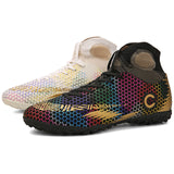 2020 new Turf white Men Soccer Shoes Kids Cleats Training Football Boots Dropshipping High Ankle Sport Sneakers Size 35-45